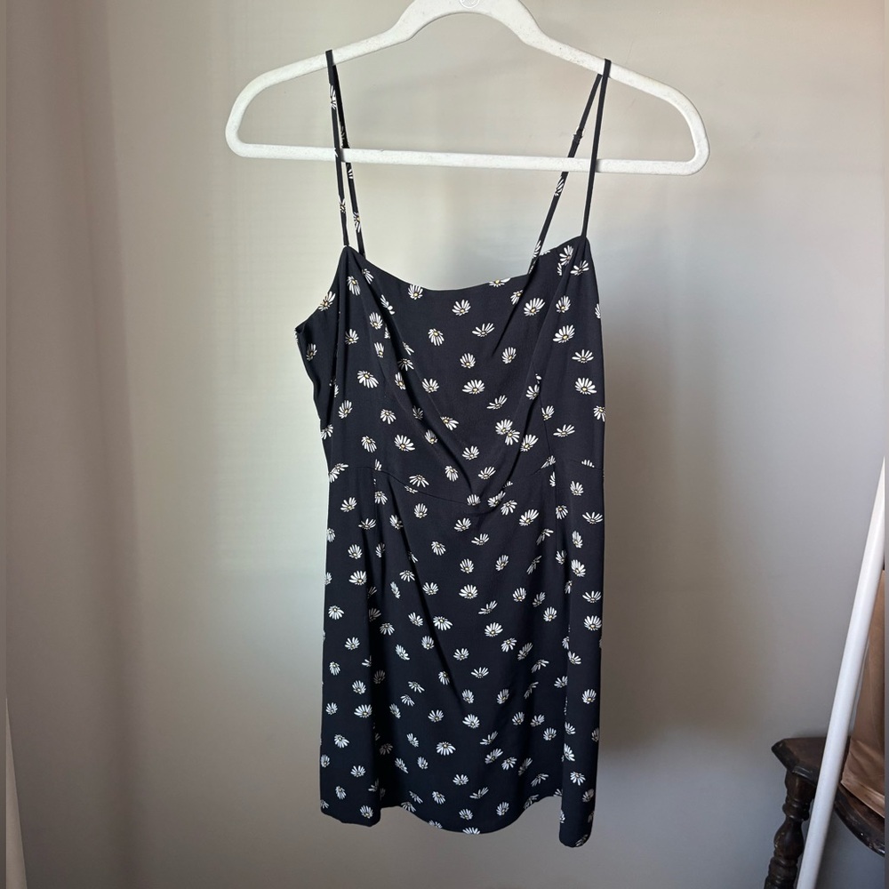 Aritzia Wilfred Black Floral Spaghetti Strap Dress